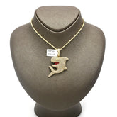 10k Yellow Gold 5CT Diamond Angry Shark Solid Back Pendant 20g Mens HipHop Charm